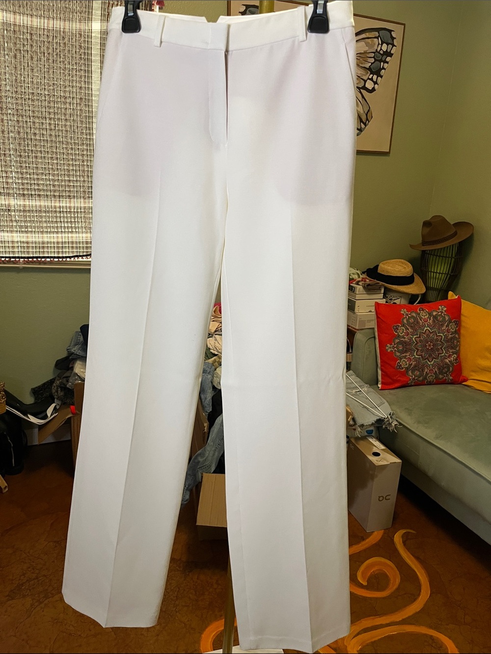 NEW BCBGMaxAzria White Tailored Wide-Leg Trousers Sz 2 Womens